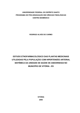 estudo etnofarmacol&oacute;gico das plantas medicinais utilizadas pela