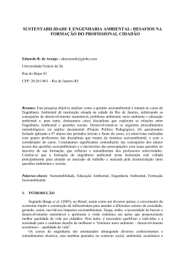 sustentabilidade e engenharia ambiental: desafios na