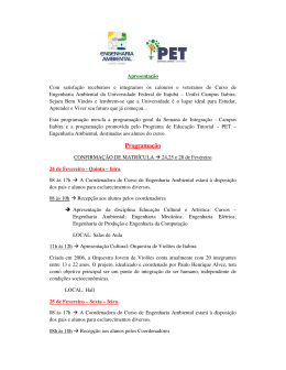 Programa&ccedil;&atilde;o de recep&ccedil;&atilde;o do curso Engenharia Ambiental