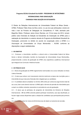 Edital Escala Estudantil - Universidade Federal de Minas Gerais