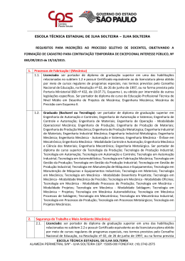 REQUISITOS PARA INSCRI&Ccedil;&Otilde;ES AO PROCESSO SELETIVO DE