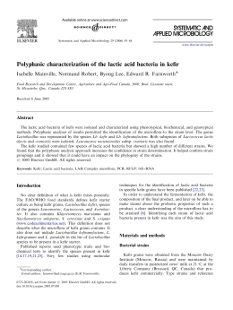 Polyphasic characterization of the lactic acid bacteria in kefir