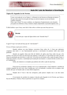 F&iacute;sica Introdut&oacute;ria I Aula 04: Leis de Newton e