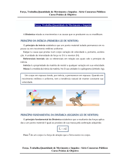 For&ccedil;as, Trabalho, Impulso e Quantidade de Movimento