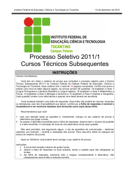 Prova - Seletivos IFTO