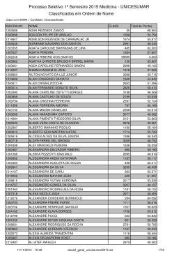 Processo Seletivo 1º Semestre 2015 Medicina