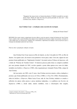 Ana Cristina Cesar - a tradu&ccedil;&atilde;o como exerc&iacute;cio de recria&ccedil;&atilde;o Ana