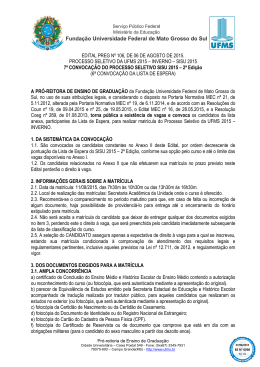 Edital PREG n&ordm; 106/2015 - C&acirc;mpus do Pantanal