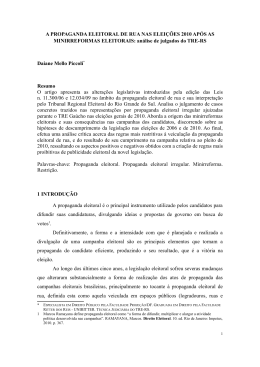 A PROPAGANDA ELEITORAL DE RUA NAS ELEI&Ccedil;&Otilde;ES 2010