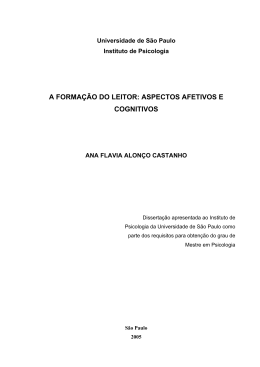 a forma&ccedil;&atilde;o do leitor: aspectos afetivos e cognitivos, ana flavia
