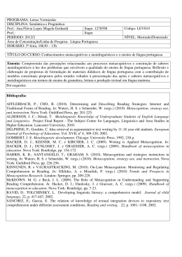 PROGRAMA: Letras Vern&aacute;culas DISCIPLINA: Sem&acirc;ntica e