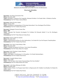 Disserta&ccedil;&otilde;es Defendidas 2007 Egresso(a): Ana Fl&aacute;via Nascimento