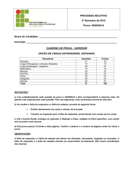 PROVA SUPERIOR ESPANHOL 2014-2 - Vestibular