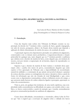 IMPUGNA&Ccedil;&Atilde;O e REAPRECIA&Ccedil;&Atilde;O da DECIS&Atilde;O da MAT&Eacute;RIA de