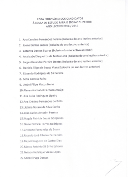 Lista Provisória dos Candidatos à Bolsa de Estudo do Ensino