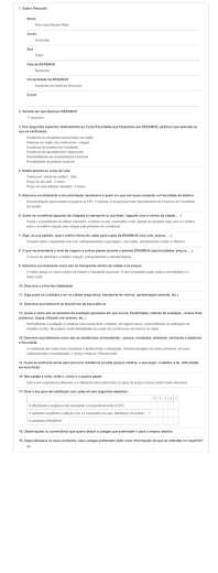 1. Dados Pessoais: Nome Ana Lu&iacute;sa Moreira Melo Curso