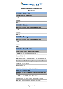 Agenda Mensal de Eventos Maio