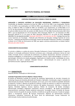 Anexo I &ndash; Conte&uacute;do Program&aacute;tico