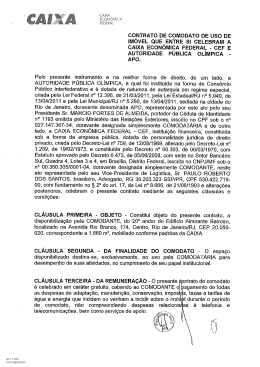 Comodato - APO - Autoridade P&uacute;blica Ol&iacute;mpica