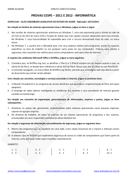 PROVAS CESPE &ndash; 2011 E 2012 - INFORM&Aacute;TICA
