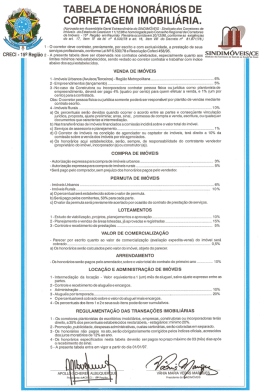 Tabela de honorários de corretagem imobiliária