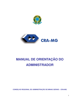 MANUAL DE ORIENTAÇÃO DO ADMINISTRADOR - CRA-MG