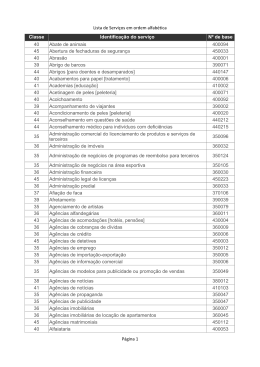 Lista de Serviços em ordem alfabética Página 1 Classe