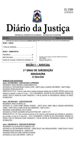 DJ 3389 - Tribunal de Justi&ccedil;a do Estado do Tocantins