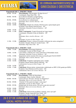 Programa&ccedil;&atilde;o Sala A - 26/06/2015 - Manh&atilde; 08:00h &ndash; 09:20h Mesa