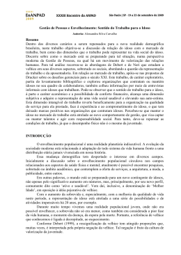 Gest&atilde;o de Pessoas e Envelhecimento: Sentido do Trabalho