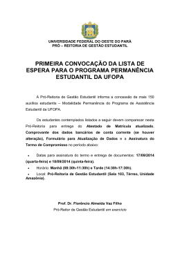 primeira convoca&ccedil;&atilde;o da lista de espera para o programa