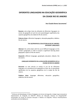 diferentes linguagens na educa&ccedil;&atilde;o geogr&aacute;fica da cidade rio de