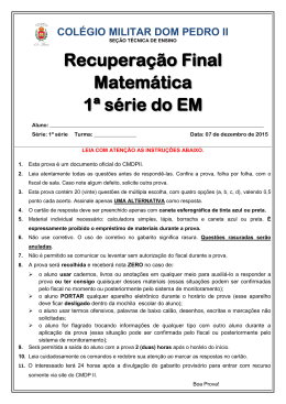Recuperação Final Matemática 1ª série do EM
