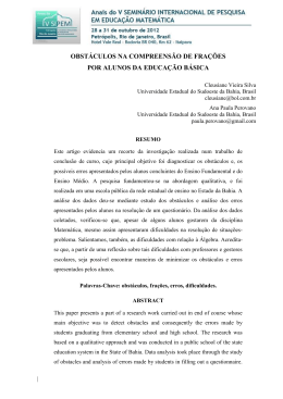 obst&aacute;culos na compreens&atilde;o de fra&ccedil;&otilde;es por alunos da educa&ccedil;&atilde;o