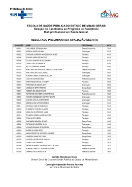 ESCOLA DE SAÚDE PÚBLICA DO ESTADO DE MINAS