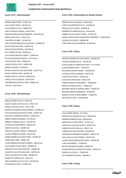 CANDIDATOS CONVOCADOS PARA MATR&Iacute;CULA Vestibular