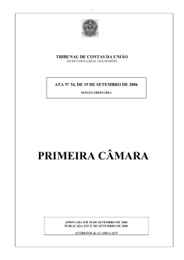 PRIMEIRA CÂMARA - Tribunal de Contas da União