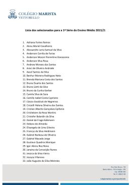 Lista dos selecionados para a 1ª Série do Ensino Médio 2015/2: