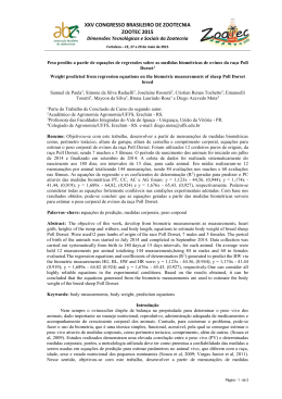 XXV CONGRESSO BRASILEIRO DE ZOOTECNIA ZOOTEC 2015