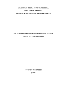 Uso do &iacute;ndice P-remanescente como indicador do poder tamp&atilde;o de