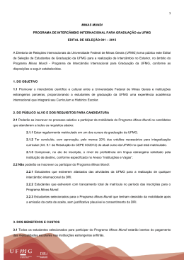 Edital Minas Mundi 2012 - Universidade Federal de Minas Gerais