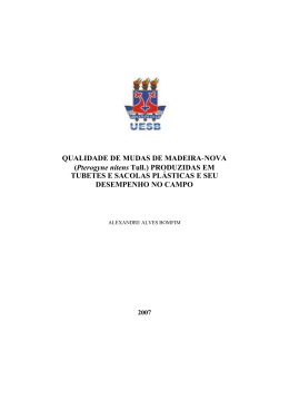 QUALIDADE DE MUDAS DE MADEIRA