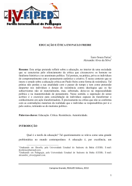 EDUCA&Ccedil;&Atilde;O E &Eacute;TICA EM PAULO FREIRE &Iacute;caro Souza Farias