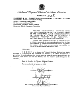 Ac&oacute;rd&atilde;o n. 21187 - Tribunal Regional Eleitoral de Santa Catarina