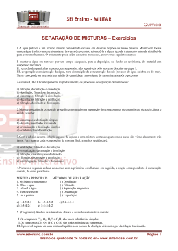 Separa&ccedil;&atilde;o Misturas - Exercicios