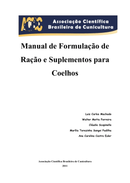 Manual de formulação de ração e suplementos para coelhos