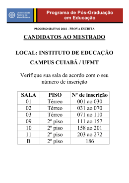 CANDIDATOS AO MESTRADO LOCAL: INSTITUTO DE