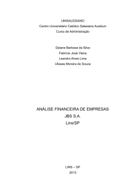 AN&Aacute;LISE FINANCEIRA DE EMPRESAS JBS SA Lins