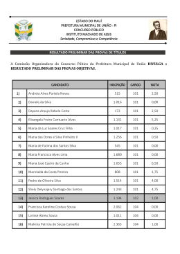 Resultado preliminar da prova de t&iacute;tulos