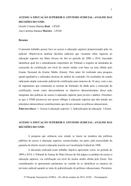 1 ACESSO &Agrave; EDUCA&Ccedil;&Atilde;O SUPERIOR E ATIVISMO JUDICIAL